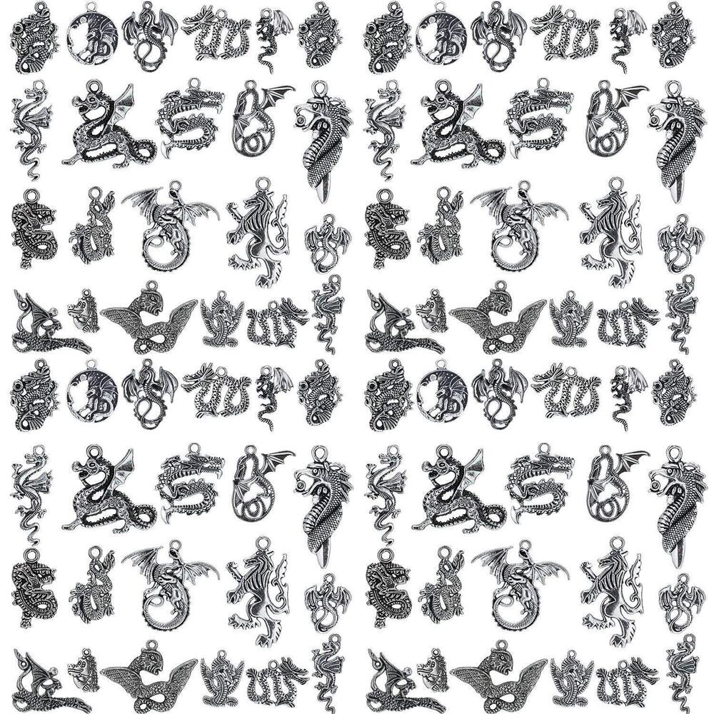 2574 70 Pcs Halloween Charms Dragon Charm Pendant for DIY Necklace Bracelet
